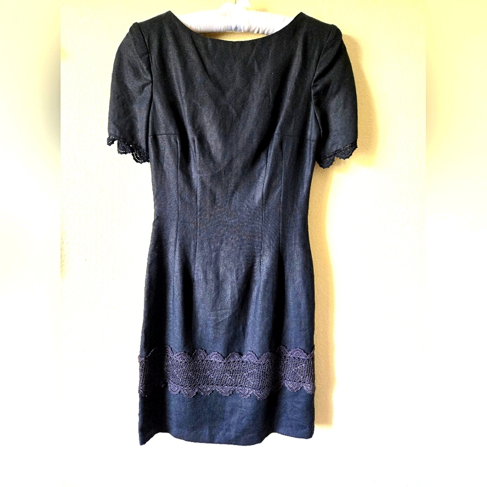 90's Vintage Black Linen Sheath By Geary Roark